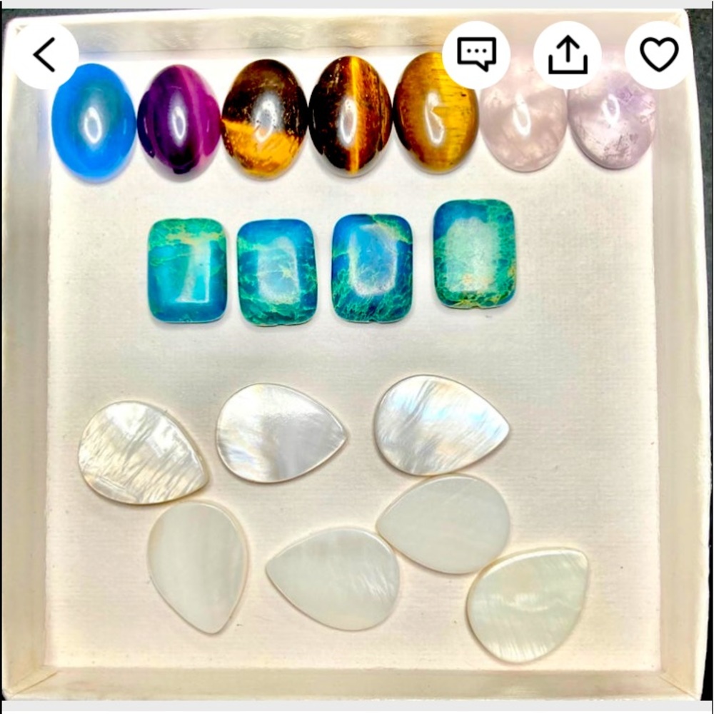 Gemstone Cabochons and beads mother of Pearl, tigers eye, agate, chrysoprase etc